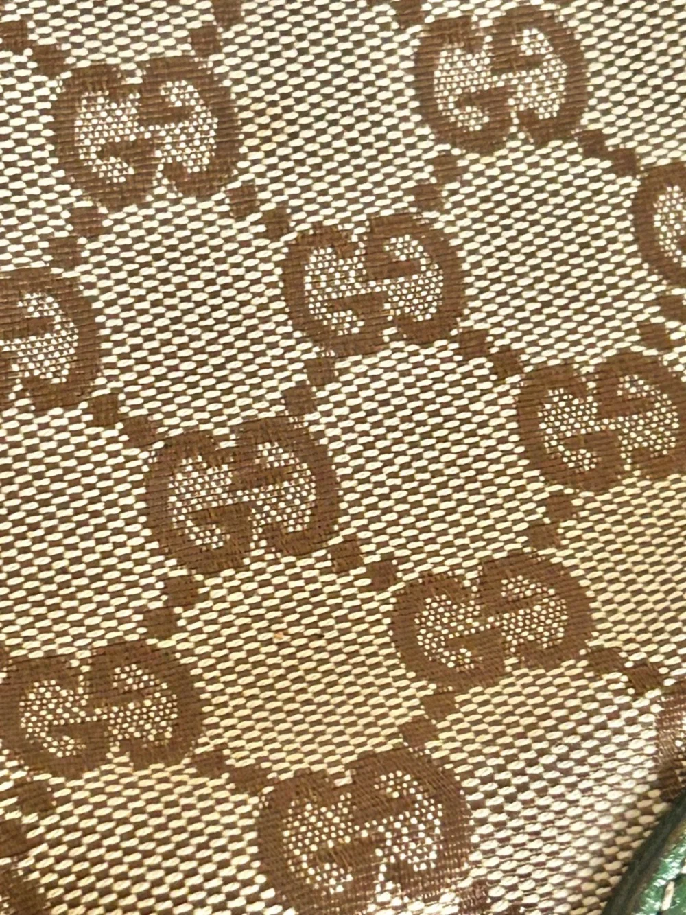 Gucci Jackie Bardot GG Hobo Shoulder
Bag - Green Leather Trim - Gold Hardware - Picture 12 of 16